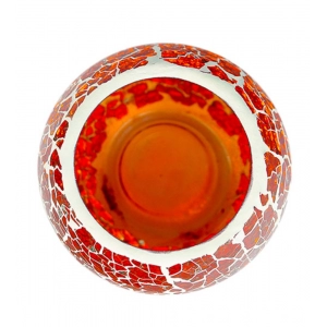 Generic Glass Crackle Tea Light Holder (Red)