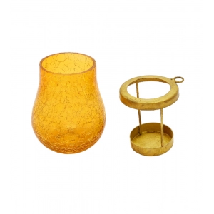 Generic Glass Matka Tea Light Holder (Yellow & Red)