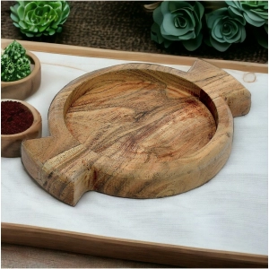 Generic Handmade Wooden Serving Platter With Double Handle (Brown)