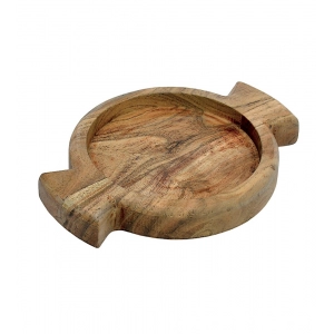 Generic Handmade Wooden Serving Platter With Double Handle (Brown)