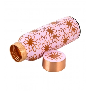 Generic Copper Aesthetic Pink Floral Water Bottle 500 Ml (Pink)