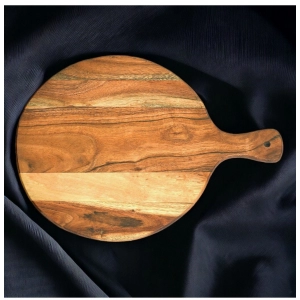 Generic Handmade Wooden Serving Platter With Double Handle (Brown)