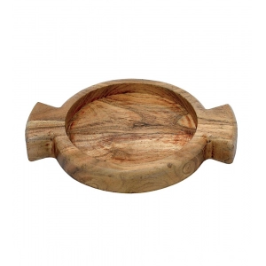 Generic Handmade Wooden Serving Platter With Double Handle (Brown)