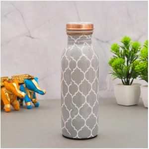 Generic Copper Block Printed Water Bottle 500Ml (Grey)