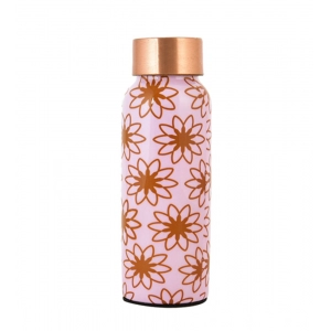 Generic Copper Aesthetic Pink Floral Water Bottle 500 Ml (Pink)