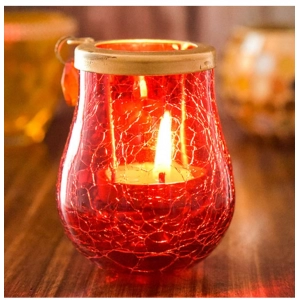 Generic Glass Matka Tea Light Holder (Yellow & Red)