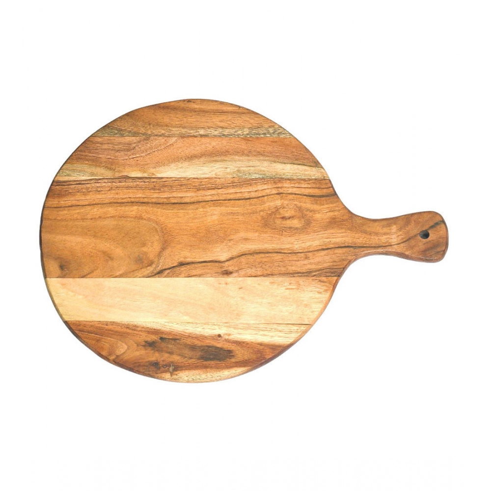 Generic Handmade Wooden Serving Platter With Double Handle (Brown)