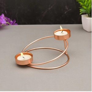 Generic Metal Tea Light Candle Holder Stand For Home Decor (Rose Gold)