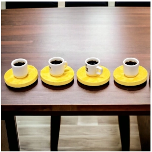Generic Marigold Floral Printed Wooden Coasters (Yellow)