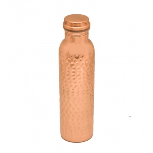 Generic Copper 1 Litre Water Bottle With Lacquer Hammered Design (Rose Gold)