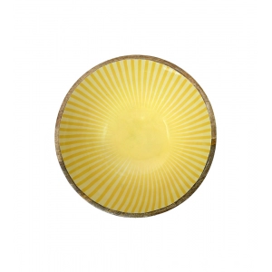 Generic Wooden Marigold Printed Serving Bowl (Yellow)