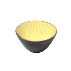 Generic Wooden Marigold Printed Serving Bowl (Yellow)