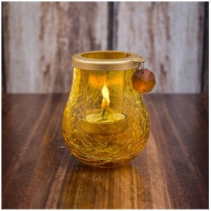 Generic Glass Matka Tea Light Holder (Yellow & Red)