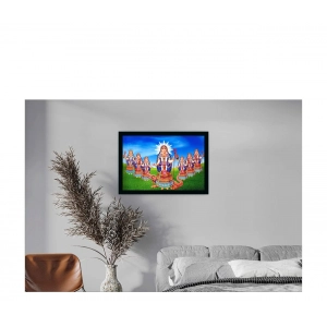 Generic Maa Khodal Painting with Synthetic Photo Frame (Multicolor)