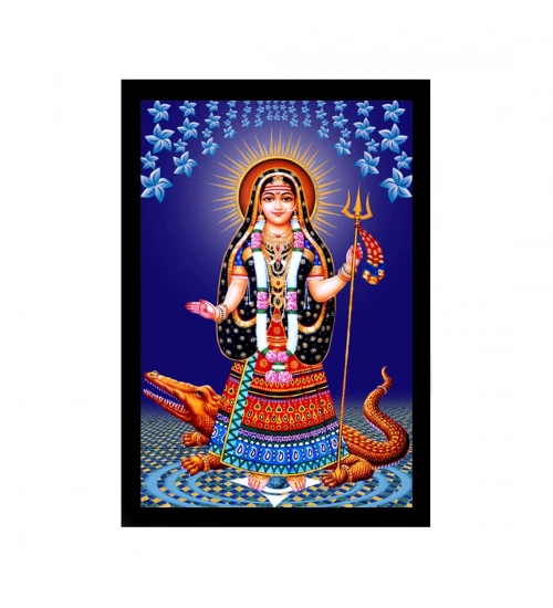 Maa Khodal Painting with Synthetic Photo Frame (Multicolor)