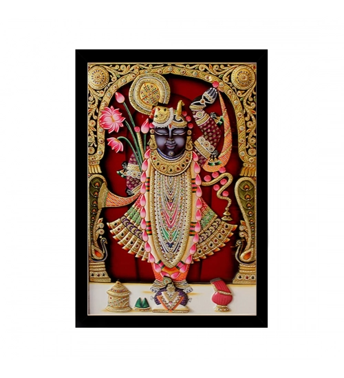 Shrinathji Painting with Synthetic Photo Frame (Multicolor)