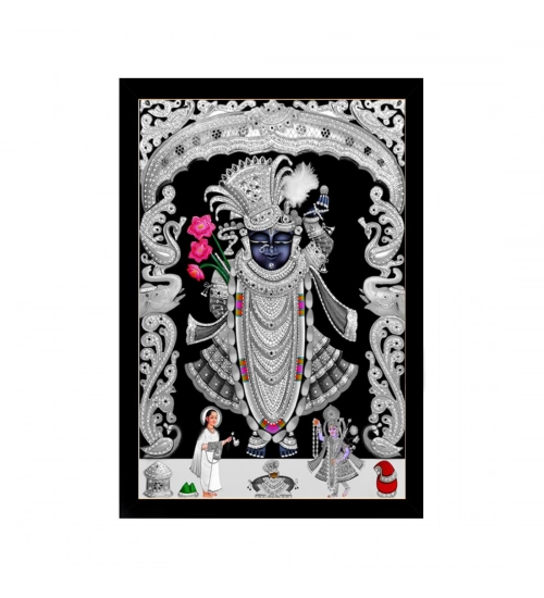 Shrinathji Painting with Synthetic Photo Frame (Multicolor)