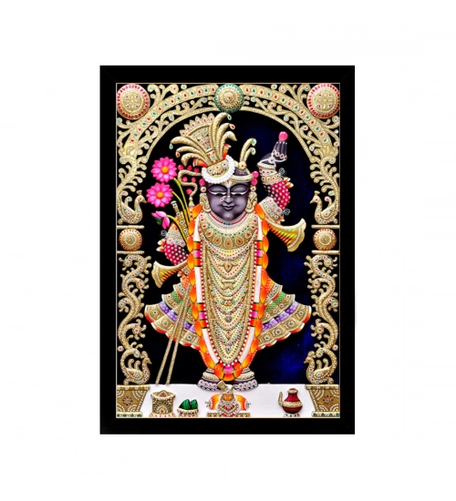 Shrinathji Painting with Synthetic Photo Frame (Multicolor)