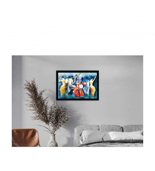 Modern Art Painting with Synthetic Photo Frame (Multicolor) Modern Art Painting with Synthetic Photo Frame (Multicolor)