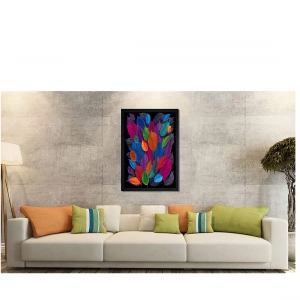 Generic Dark Autumn Leaves Painting with Synthetic Photo Frame (Multicolor)