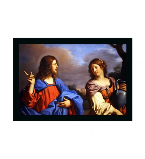 Jesus Christ Painting with Synthetic Photo Frame (Multicolor)