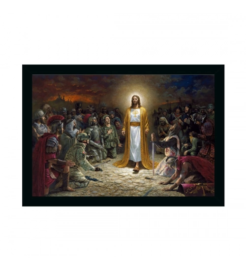 Lord Jesus Christ Painting with Synthetic Photo Frame (Multicolor)