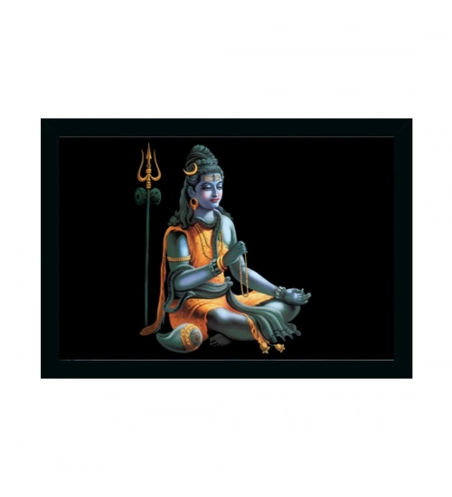 Lord Shiva Painting with Synthetic Photo Frame (Multicolor)