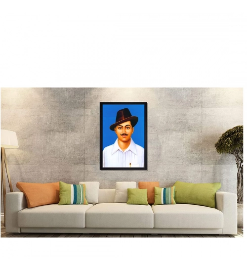 Bhagat Singh Painting with Synthetic Photo Frame (Multicolor)
