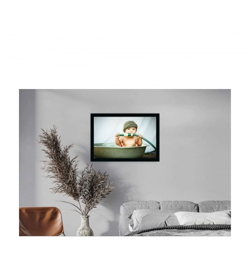 Baby Photo Painting with Synthetic Photo Frame (Multicolor)