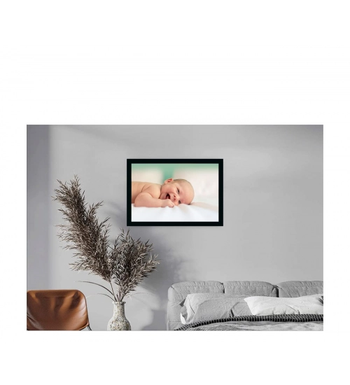 Baby Photo Painting with Synthetic Photo Frame (Multicolor)