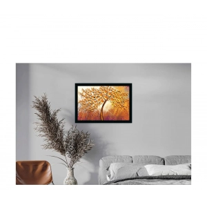 Generic Tree Painting Painting with Synthetic Photo Frame (Multicolor)