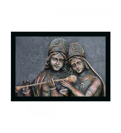Radha Krishna Painting with Synthetic Photo Frame (Multicolor)
