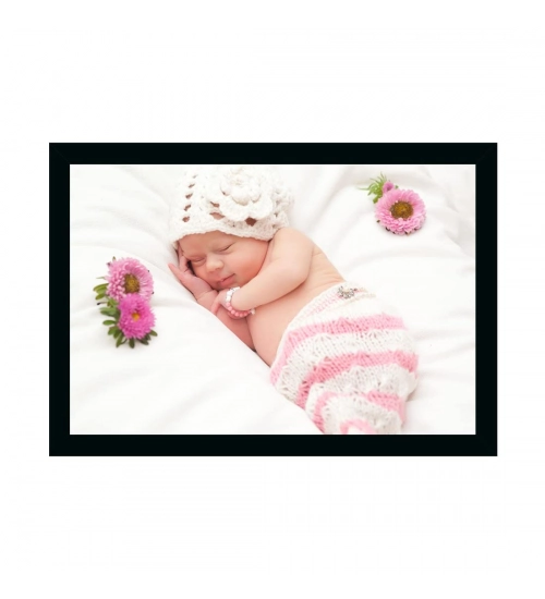 Baby Photo Painting with Synthetic Photo Frame (Multicolor)