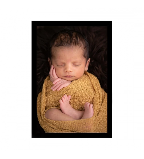 Baby Photo Painting with Synthetic Photo Frame (Multicolor)