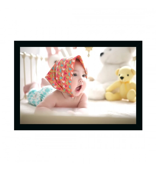 Baby Photo Painting with Synthetic Photo Frame (Multicolor)
