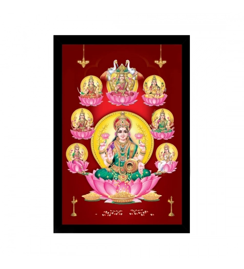 Maa Laxmi Ji Painting with Synthetic Photo Frame (Multicolor)