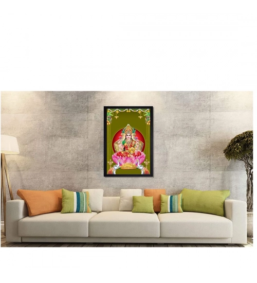 Maa Laxmi Ji Painting with Synthetic Photo Frame (Multicolor)