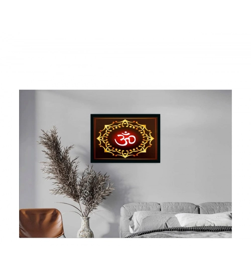 Om Namah Shivay Painting with Synthetic Photo Frame (Multicolor)