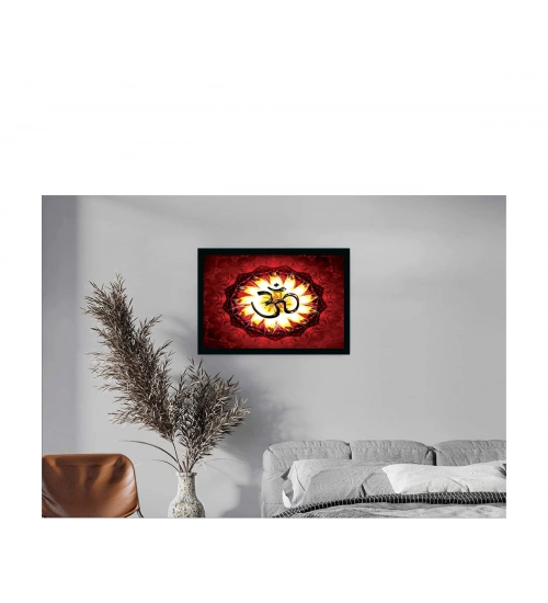 Om Namah Shivay Painting with Synthetic Photo Frame (Multicolor)