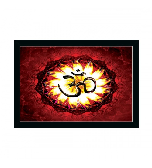 Om Namah Shivay Painting with Synthetic Photo Frame (Multicolor)