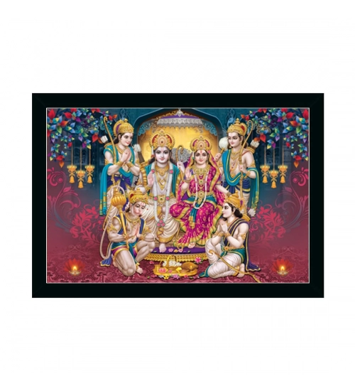 Ayodhya Ram Mandir Painting with Synthetic Photo Frame (Multicolor)