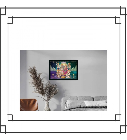 Ayodhya Ram Mandir Painting with Synthetic Photo Frame (Multicolor)
