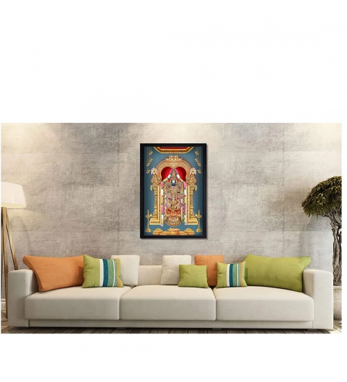 Tirupati Balaji Painting with Synthetic Photo Frame (Multicolor)