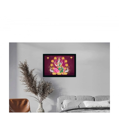 Maa Laxmi Painting with Synthetic Photo Frame (Multicolor)