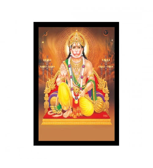 Lord Hanuman Ji Painting with Synthetic Photo Frame (Multicolor)