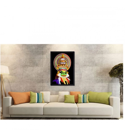 Kerala Traditional Kathakali Painting with Synthetic Photo Frame (Multicolor)