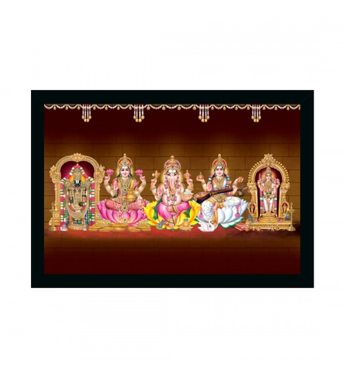 Tirupati Balaji Painting with Synthetic Photo Frame (Multicolor)