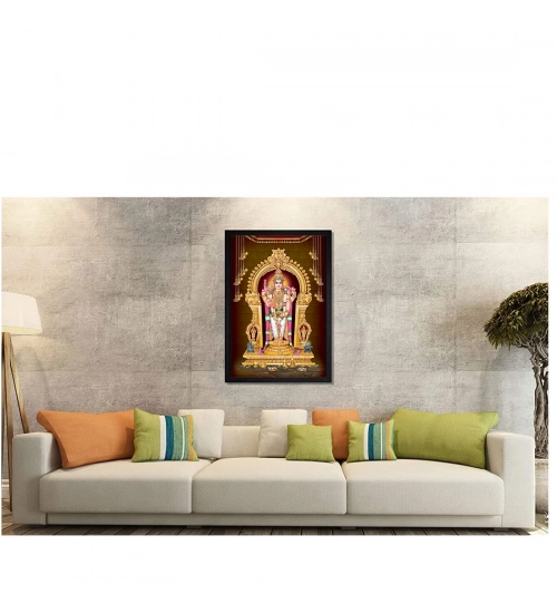 Murugan Painting with Synthetic Photo Frame (Multicolor)