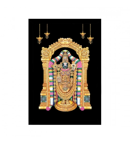 Tirupati Balaji Painting with Synthetic Photo Frame (Multicolor)