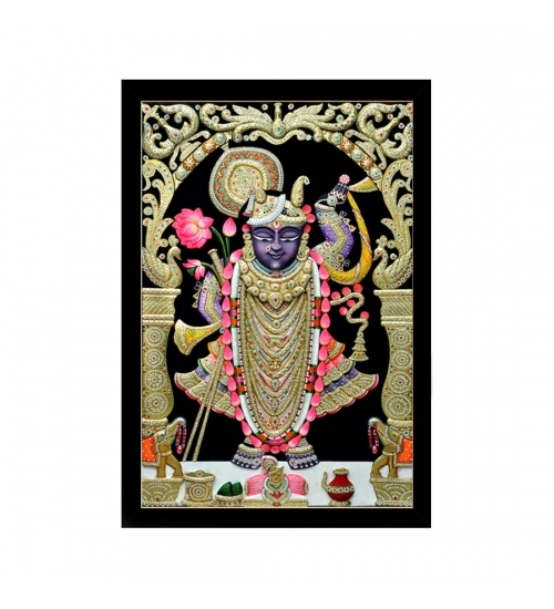 Shrinathji Painting with Synthetic Photo Frame (Multicolor)